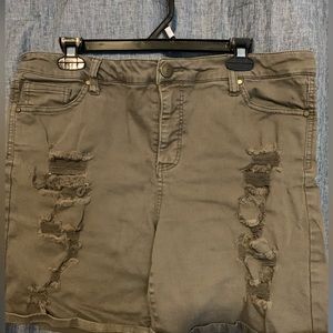 Plus Size Army Green Shorts